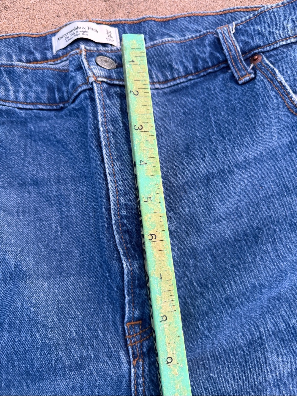 Abercrombie & Fitch 90's High-rise Ultra Straight Jeans Size 34/18R Dark Wash - Picture 6 of 11